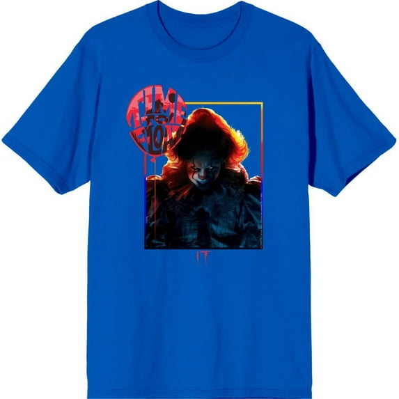 It Chapter 2 Pennywise Time To Float Men's Blue Crew Neck Short Sleeve Tee-XS