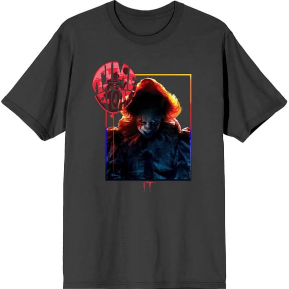 It Chapter 2 Pennywise Time To Float Men's Charcoal Crew Neck Short Sleeve Tee-Small