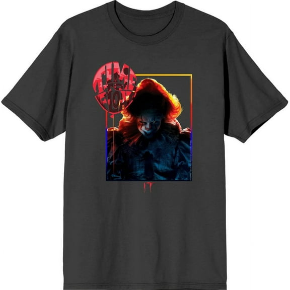 It Chapter 2 Pennywise Time To Float Men's Charcoal Crew Neck Short Sleeve Tee-Small