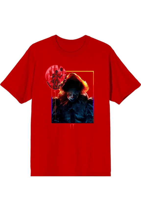 It Chapter 2 Pennywise Time To Float Men's Red Crew Neck Short Sleeve Tee-XL