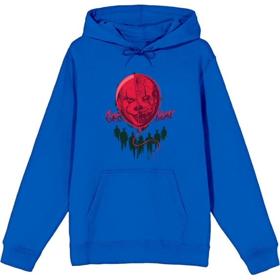 It Chapter 2 Scary Clown Balloon Adult Blue Long Sleeve Hoodie-3XL