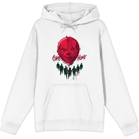 It Chapter 2 Scary Clown Balloon Adult White Long Sleeve Hoodie-Small