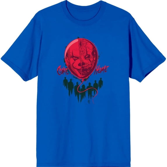 It Chapter 2 Scary Clown Balloon Men's Blue Crew Neck Short Sleeve Tee-XL