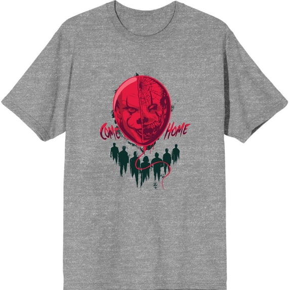 It Chapter 2 Scary Clown Balloon Men's Heather Gray Crew Neck Short Sleeve Tee-Small