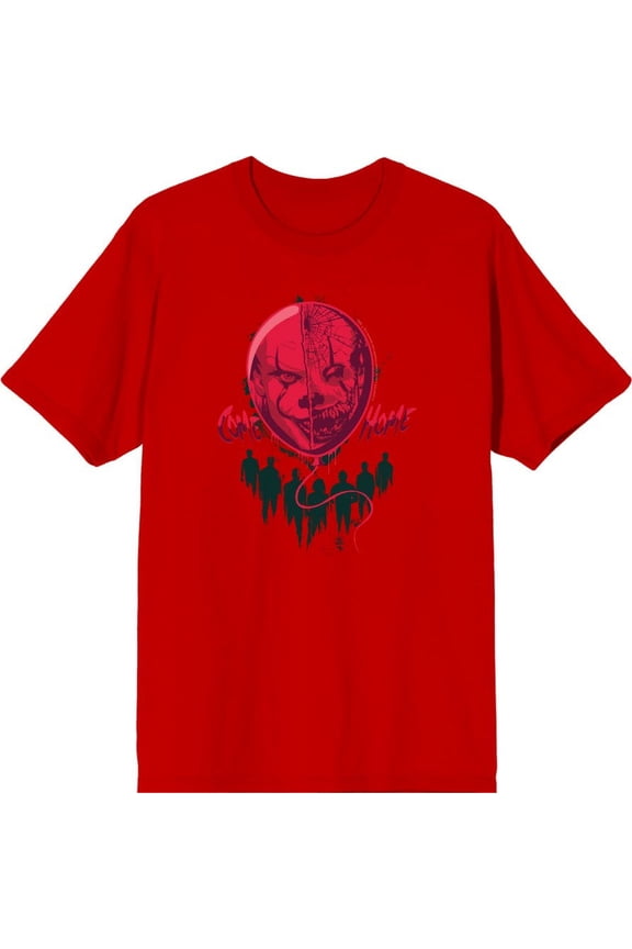 It Chapter 2 Scary Clown Balloon Men's Red Crew Neck Short Sleeve Tee-Medium