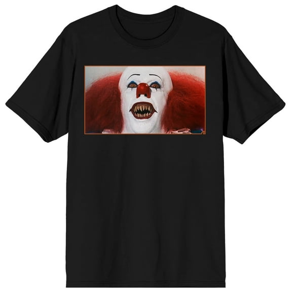 It Classic 1990 Pennywise the Clown Men's Black Graphic Tee-Small
