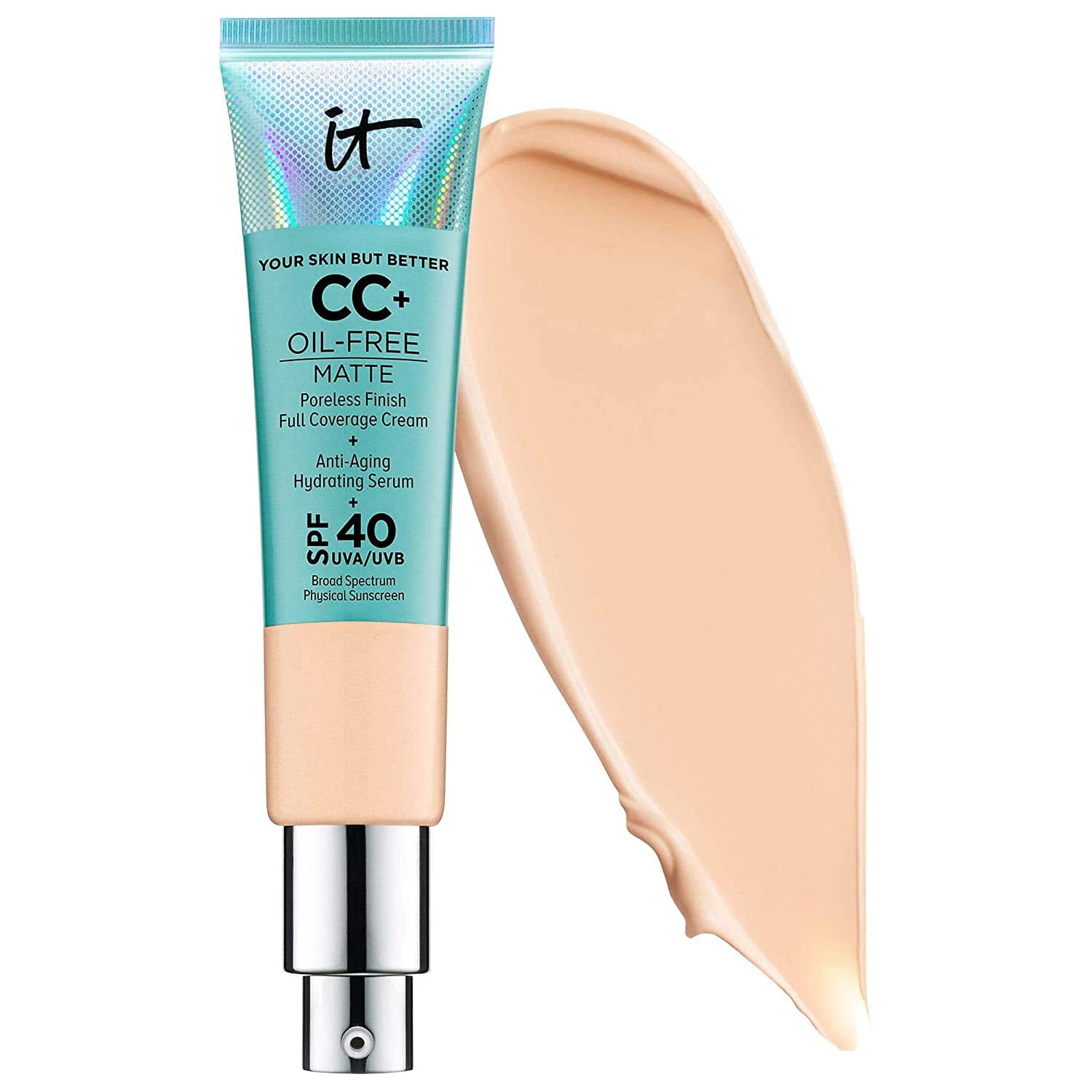 It Cosmetics CC+ Cream Your Skin But Better CC Cream Oil-Free Matte with Poreless Finish Full Coverage Matte Foundation SPF 40 UVA/UVB 1.08 fl oz / 32 ml