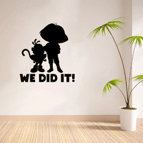 We Did It! - Dora The Explorer Cartoon Character Cute Dora And Boots Silhouette Dora The Explorer Vinyl Wall Decal Wall Sticker Wall Art Decoration Home Room Bedroom Classroom Size (10x8 inch)