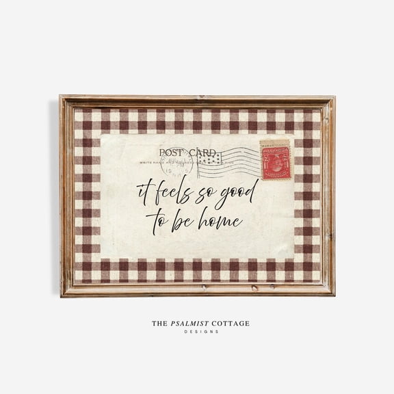 It Feels So Good To Be Home Gingham Print, Unframed Canvas 8x10in