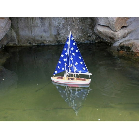 It Floats 12" - Big Stars Floating Sailboat - Floating Wooden Sail Boat