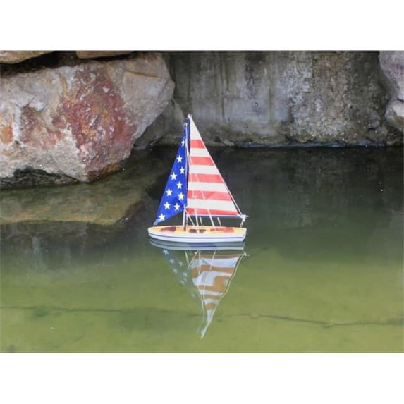 It Floats 12" - USA Floating Sailboat - Wooden Model Boat - Sailboat