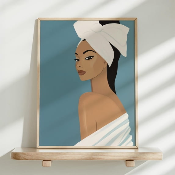 It Girl Aesthetic Wall Decor, Trendy Wall Art, Towel On Head, Bathroom Art, Minimalist Print, Aesthetic Wall Art Home Decor #1434, 12x18 UNFRAMED