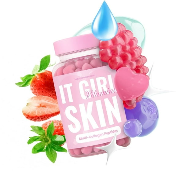 It Girl Skin Glow Gummies for Women, Collagen Peptides, Retinol, Antioxidants, Sea Moss, Skincare Superfoods, Vitamins & Minerals, Fatty Acids, 60 Ct