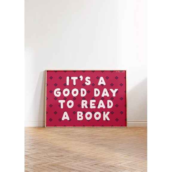 It Is A Good Day To Read Art Print, Bookish Quote Wall Decor, Retro Reading Nook Art Unframed Paper Print