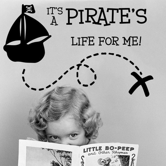 It Is A Pirates For Me Quote Wall Sticker Boy Room Cartoon Pirates Sail Boat Wall Decal Kids Room Vinyl Home Decor Mural 56cmx34cm