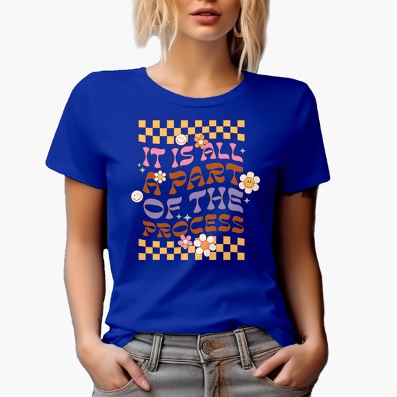 It Is All a Part of the Process Quote, 90s Retro Wavy Text Merch Gift, Royal Blue T-Shirt, Small