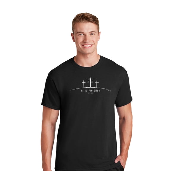 Kerusso Unisex Short Sleeve Casual T-Shirt, It Is Finished, Black, SM