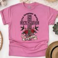 thumbnail image 1 of It Is Finished Shirt – Cross Typography Christian T-Shirt with Roses and Birds, Heliconia, Size L, 1 of 6