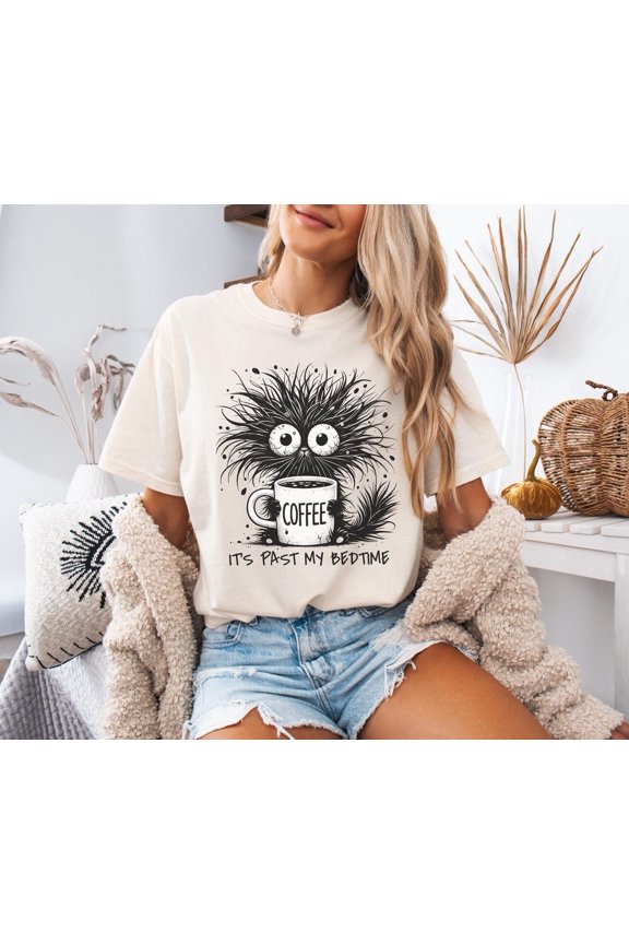 It Is Past My Bedtime Sleepy Cat Lover Coffee Meme T-Shirt