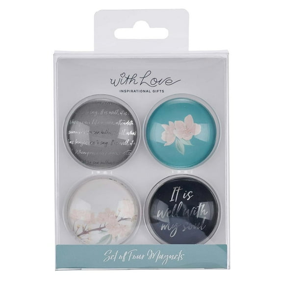 It Is Well With My Soul Inspirational Fridge Magnet Set, Set of 4 Glass Refrigerator Magnets