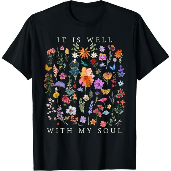 It Is Well With My Soul Vintage Floral Christian Religious T-Shirt