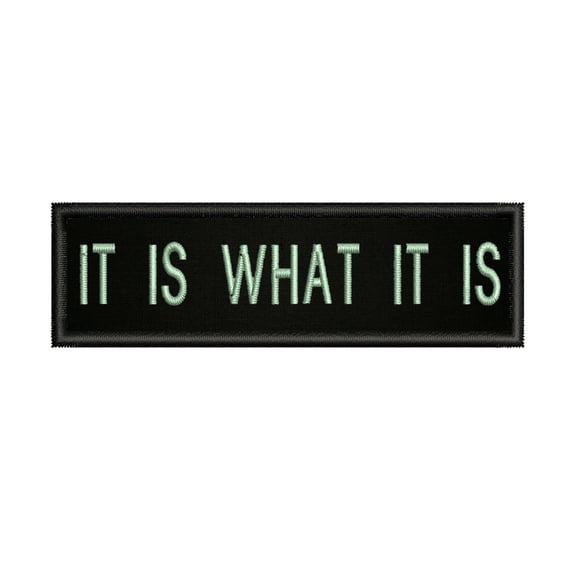 It Is What It Is 4" W x 1.5" T Iron/Sew On Decorative Patch Funny Biker Emblem