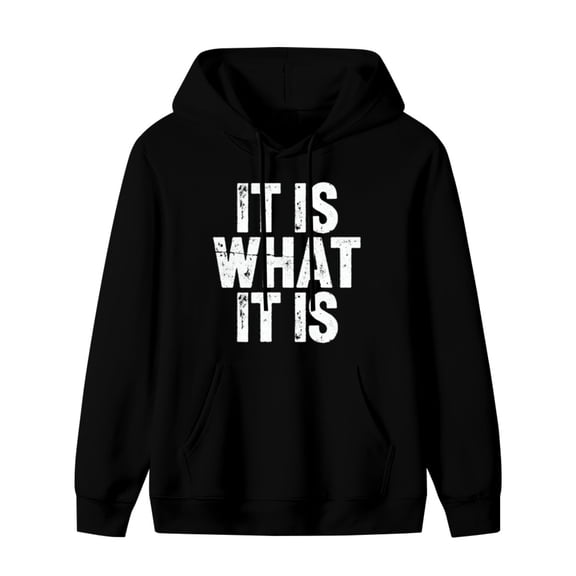 It Is What It Is Print Mens Hoodies with Long Sleeve, Lightweight Basis Pullover Men's Drawstring Pocket Sweatshirt Hooded