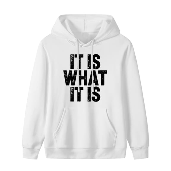 It Is What It Is Print Mens Hoodies with Long Sleeve, Lightweight Basis Pullover Men's Drawstring Pocket Sweatshirt Hooded