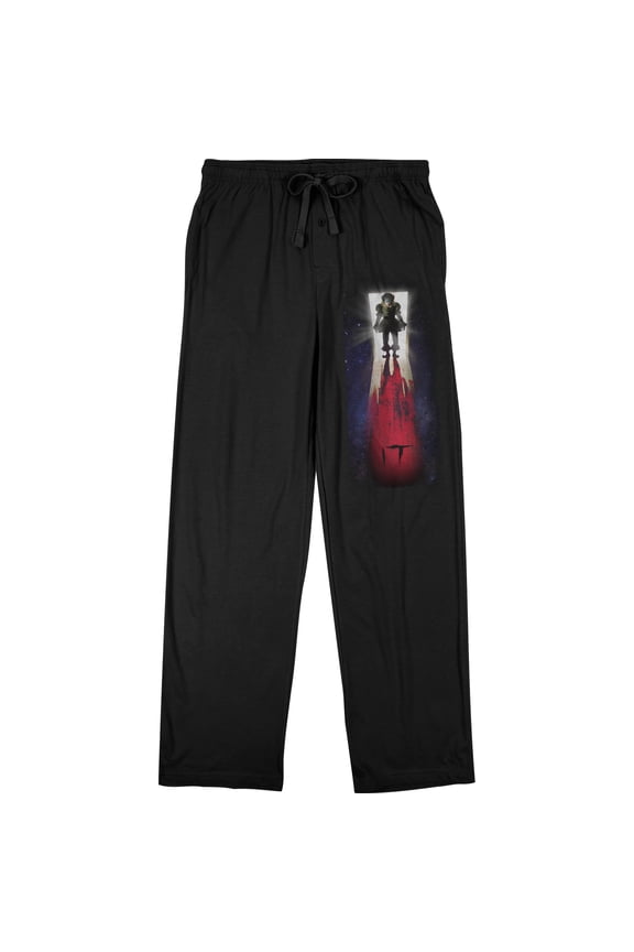 It Movie 2017 Scary Clown in the Dark Men's Black Graphic Sleep Pajama Pants-X-Large