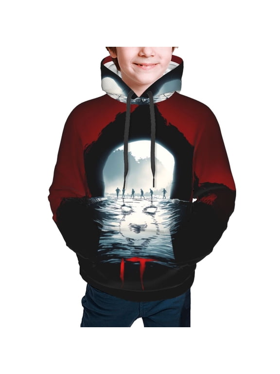 It P-enny-wise Kids' Hoodie 3d Print Sweatshirt Soft Pullover Hooded With Big Pockets For Boys Or Girls
