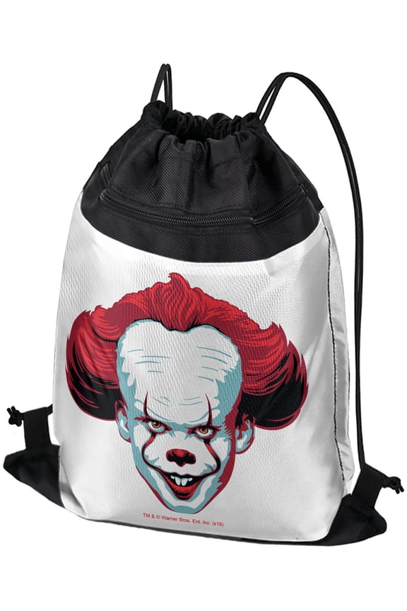 It Pennywise Come Home Drawstring Backpack Sports Bag Sackpack 17" x 13", Perfect for Gym, Yoga or Practice