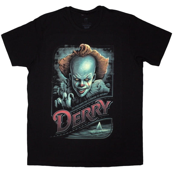 IT Unisex T-Shirt Pennywise Derry (Black) (X-Large)