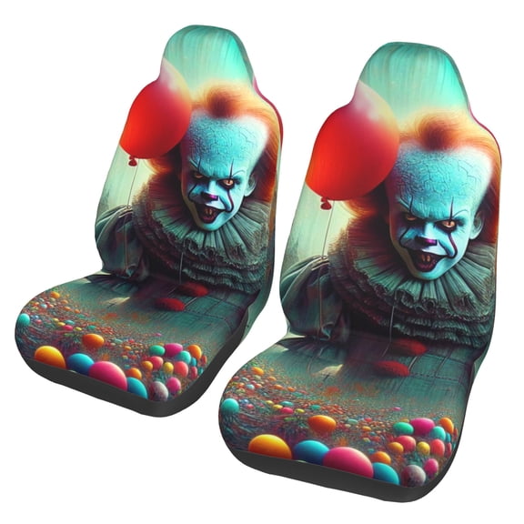 It Pennywise Horror Car Seat Covers Set 2Pcs, Front Seat Covers for Car Truck Sedan SUV Auto, Universal Fit Vehicle Enterior Bucket Seat Protector Car Accessories