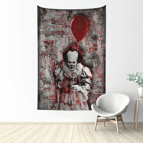 It Pennywise Horror Tapestry Wall Hanging, Art Poster Decor Tapestries for Bedroom Living Room Dorm Home Party, 60"x40"