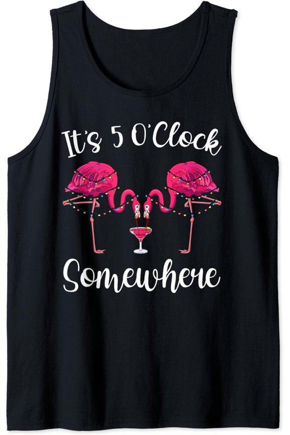 It'S 5 O'Clock Somewhere Flamingos Summer Vacation Tank Top Size S-3XL