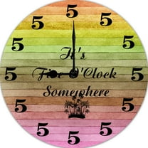 It’S 5 O’Clock Somewhere Funny Wall Clock Round Clock Farmhouse Wall Clock 10" Battery Operated Silen Wooden Clock Cool Clock for Bedroom Game Room Office Kitchen Garage Man Cave