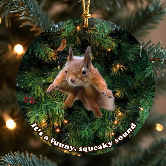 It'S A Funny Squeaky Sound (Squirrel) Ornament (Christmas Vacation) 2D FLAT CIRCLE Ceramic Ornament