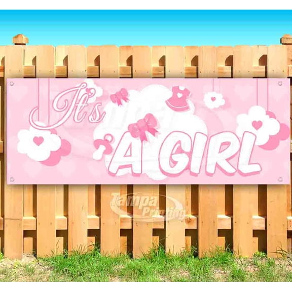 It'S A Girl! 13 oz Vinyl Banner With Metal Grommets