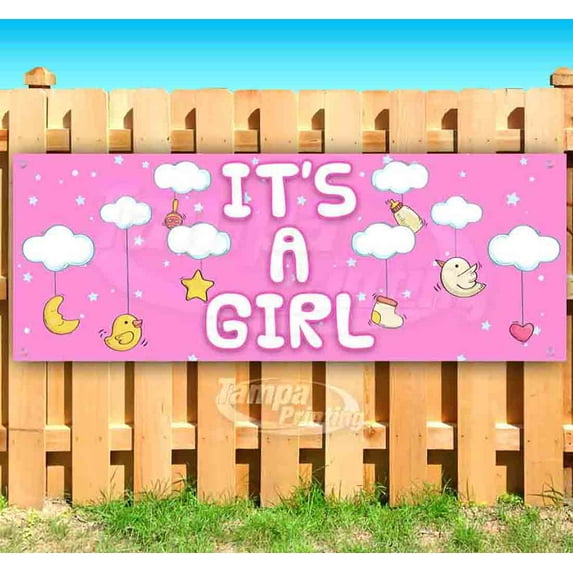 It'S A Girl! 13 oz Vinyl Banner With Metal Grommets