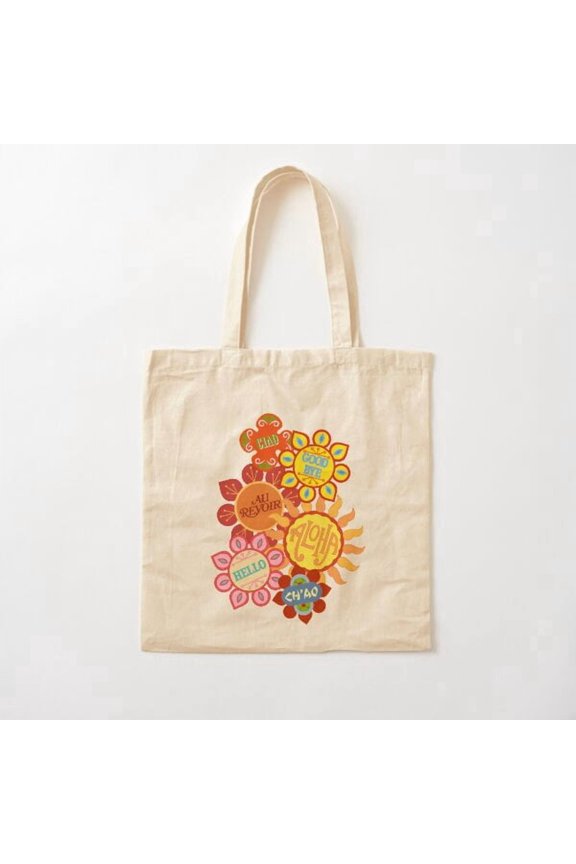 It'S A Small World Flowers Original Canvas Tote Bags, Reusable Shopping Bag