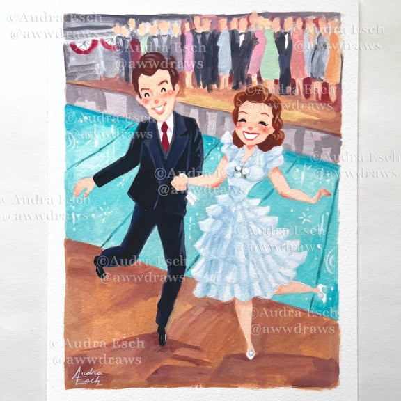 It'S A Wonderful Life Pool Scene - 6 X 8 Inch - Classic Christmas Movie Fine Art Print, Unframed Poster Size 8x12