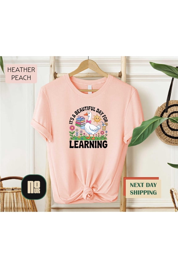 It’S A Beautiful Day For Learning Shirt, Goose Teacher Back To School Tee, Positive Classroom T-Shirt For Educators, Learning Read Sweater TSHIRT All Size S-5XL