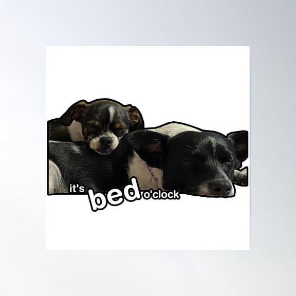 It'S Bed O'Clock Sleepy Dogs Poster Wall Art, Modern Wall Decor, 16x16 UNFRAMED