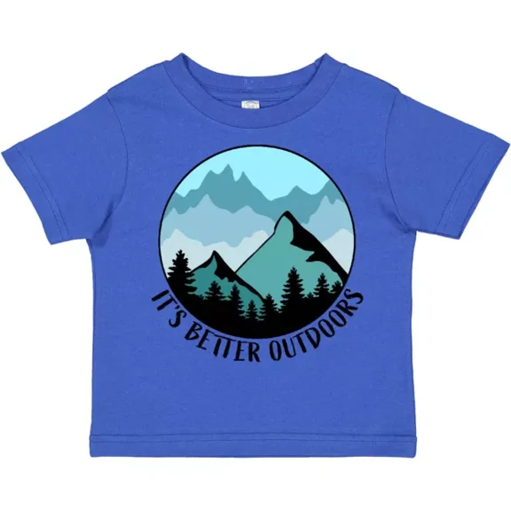 It'S Better Outdoors Mountains In Blue Toddler T-Shirt Hiking Mountain TODDLER SHORT SLEEVE TEE BELLA CANVAS 3001T