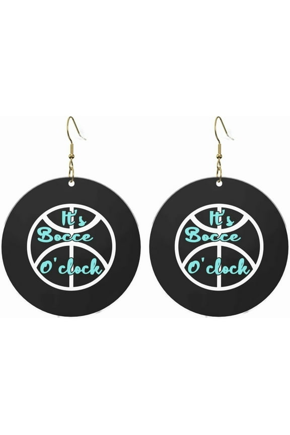 It'S Bocce O'Clock Contemporary Round Acrylic Earrings Lightweight Diverse For All Occasions[v153]