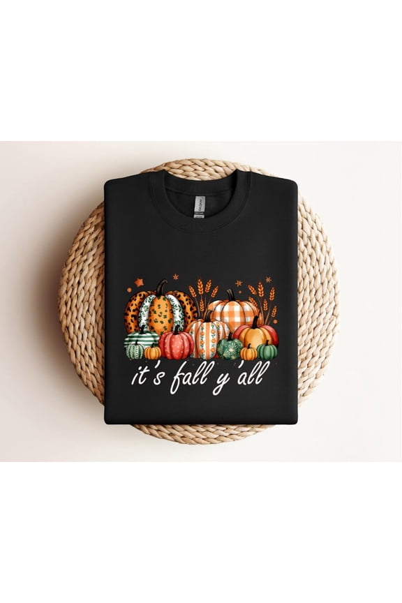 It'S Fall Y'All Pumpkin Shirt: Leopard Gingham Autumn Tee