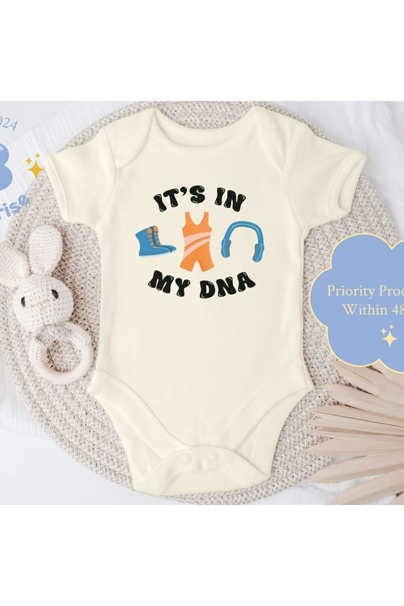 It'S In My Dna Onesie, Wrestling Theme, Wrestler Baby Bodysuit, Baby Gift Cute Baby Onesie, BABY BODYSUIT LAT 4424