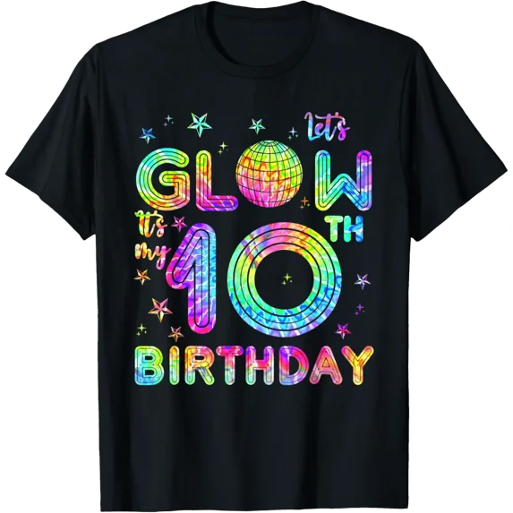 It'S My 10Th Birthday Glowing 80S 10 Year Old Double Digits T-Shirt