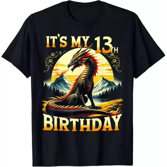 It'S My 13Th Birthday Dragon 13 Birthday 13 Year Old Boy T-Shirt Unisex S-5XL Hot Trending Shirt, Vintage Birthday Gift