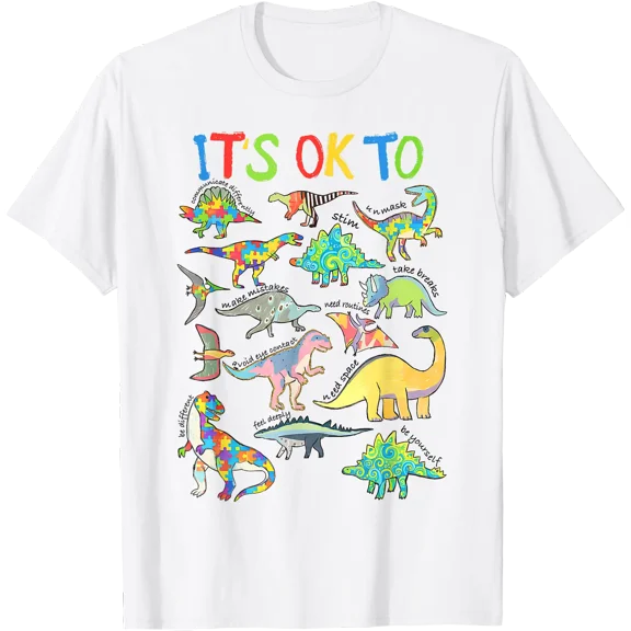 It S Ok To Be Different Autism Dinosaur Acceptance Classic Edition T-Shirt, Vintage T-Shirt